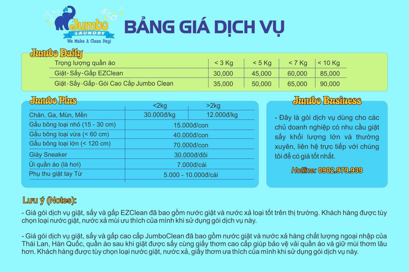 Bảng giá dịch vụ giặt ủi Cần Thơ - Jumbo Laundry Bảng giá dịch vụ giặt ủi Cần Thơ - Jumbo Laundry